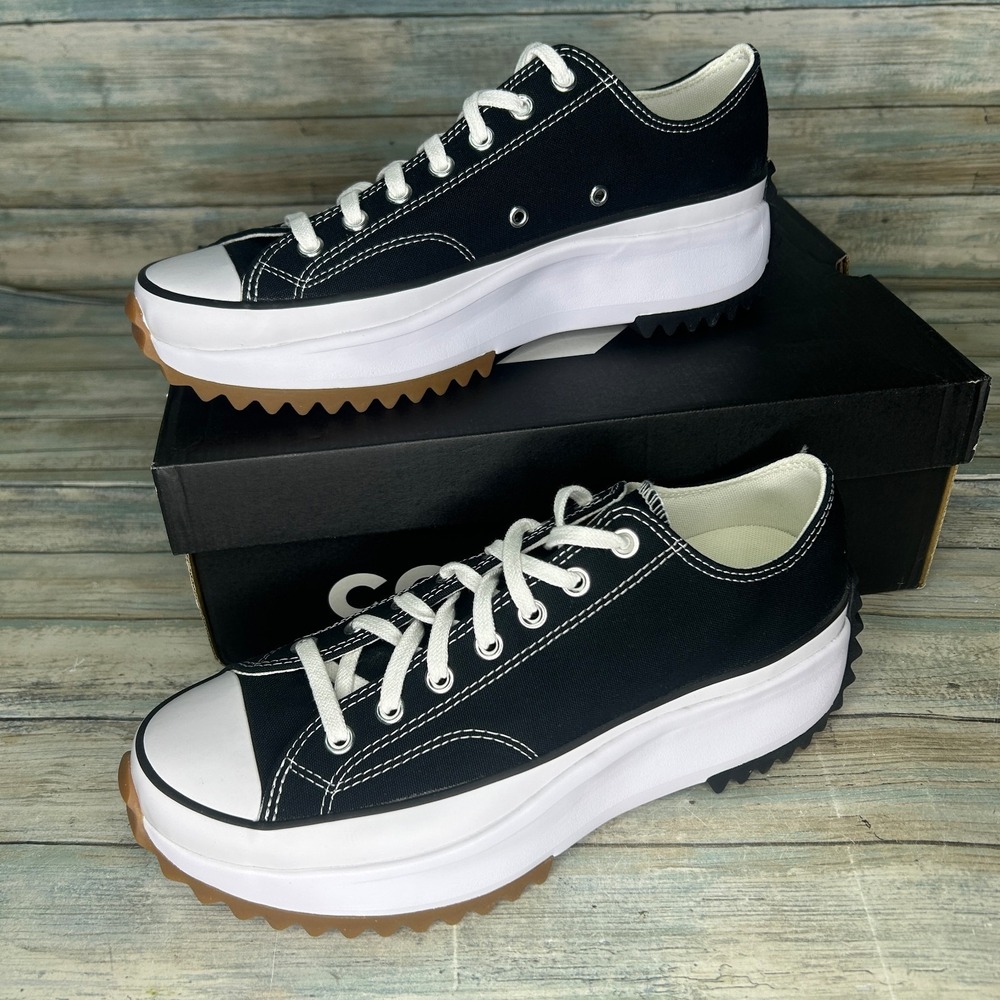 Converse Run Star Hike Hi Mens 10.5 Womens 12 Black White Gum Sneaker Shoe